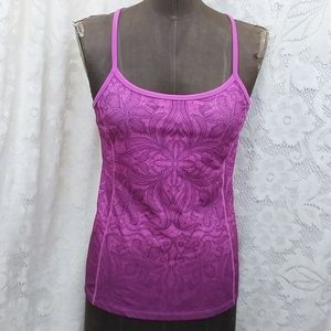Athleta Tank Top Harmonious Ombre Pattern Pink Criss Cross Straps S Like New